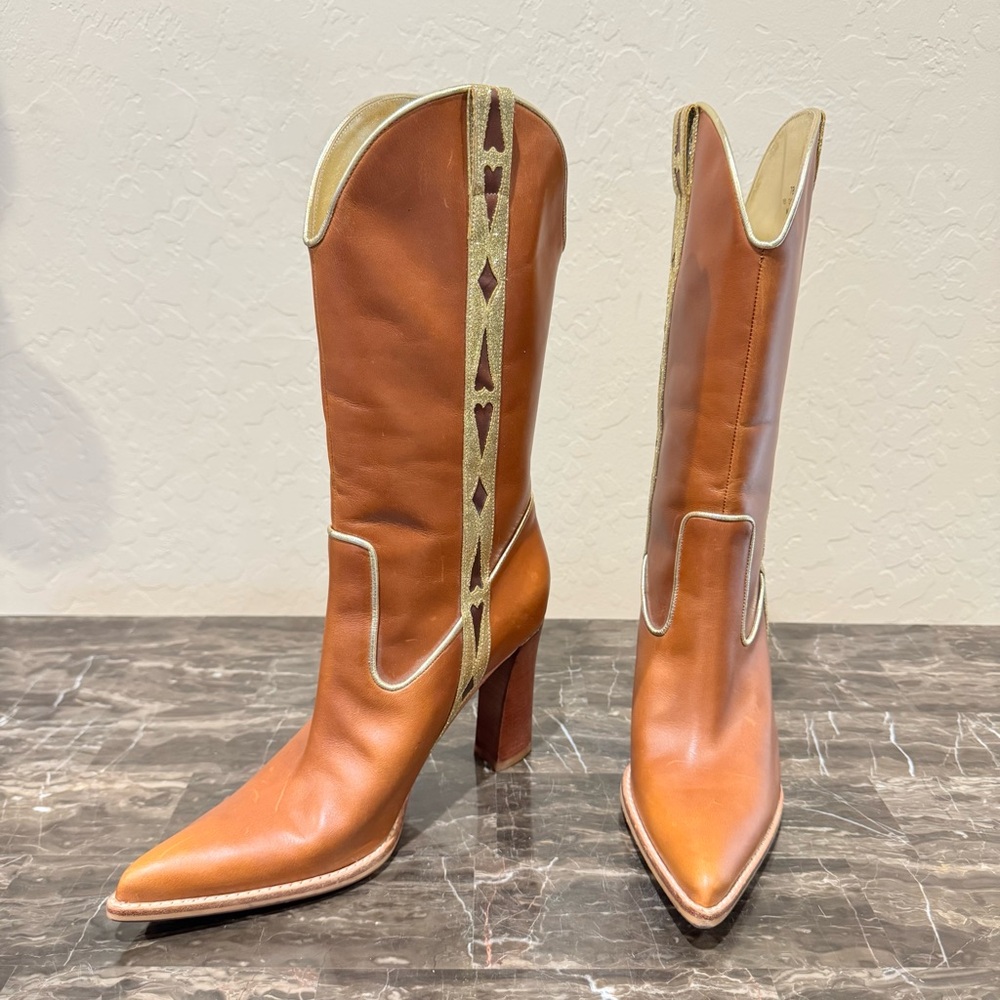 Vintage Cole Haan X Nike Lab G-Series Embellished Leather Cowboy Boots - Picture 12 of 12